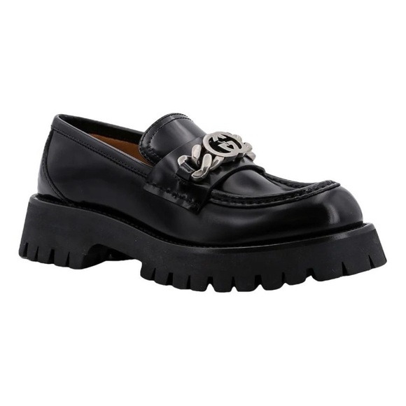 GUCCI GG logo chain chunky lug loafers - Picture 1 of 6